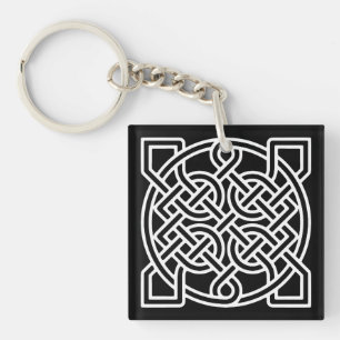 Celtic Sailor's Knot, weiß auf schwarzem Hintergru Schlüsselanhänger
