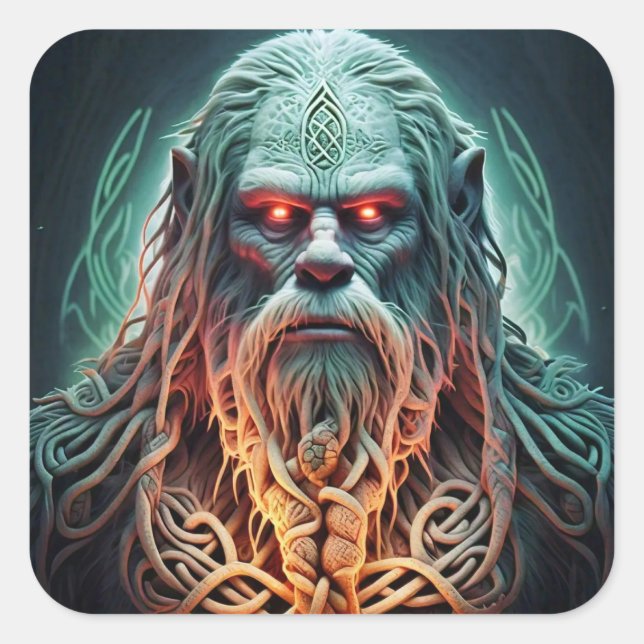 Celtic Sasquatch Quadratischer Aufkleber (Vorderseite)