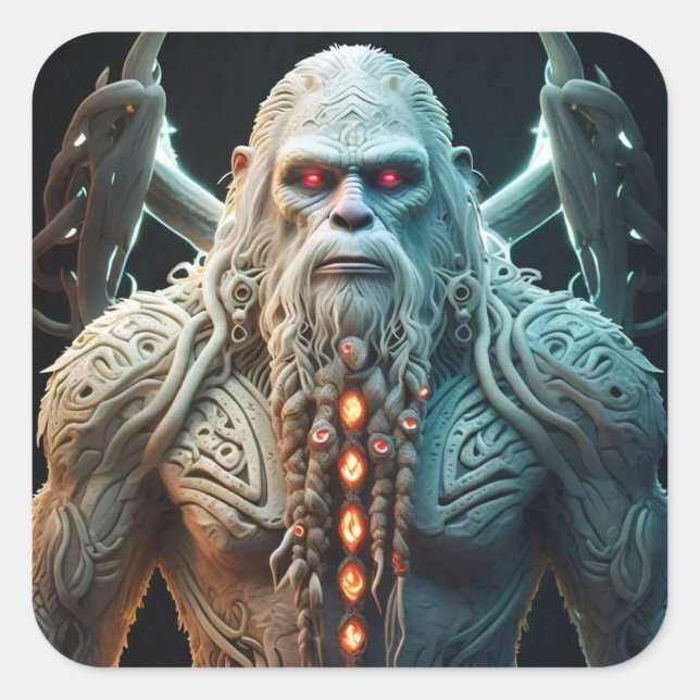 Celtic Sasquatch Quadratischer Aufkleber (Vorderseite)
