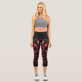 Celtic Scottish Red und Bronze Sword Capri Leggings