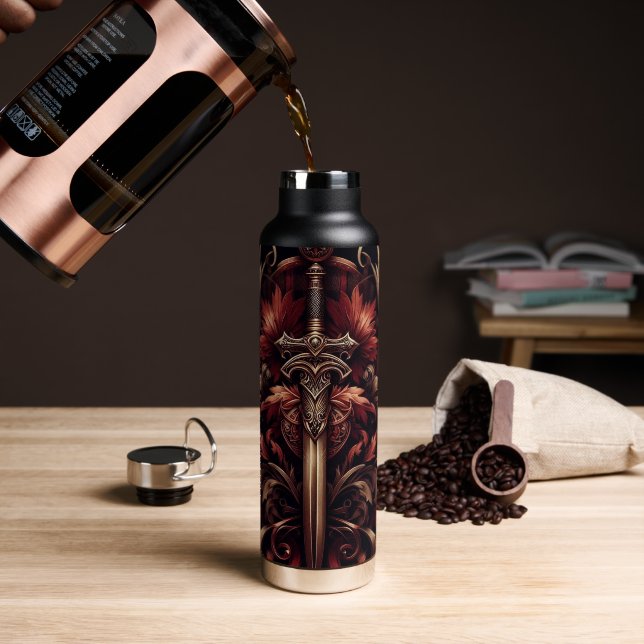Celtic Scottish Red und Bronze Sword Trinkflasche (Kaffee)