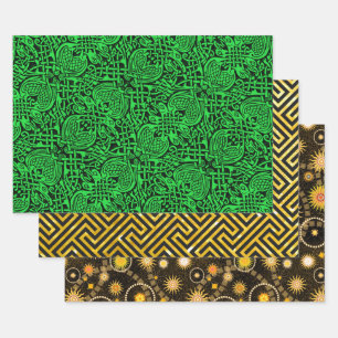 Celtic Scripts, Amber Meander und Tyson Sampler Geschenkpapier Set