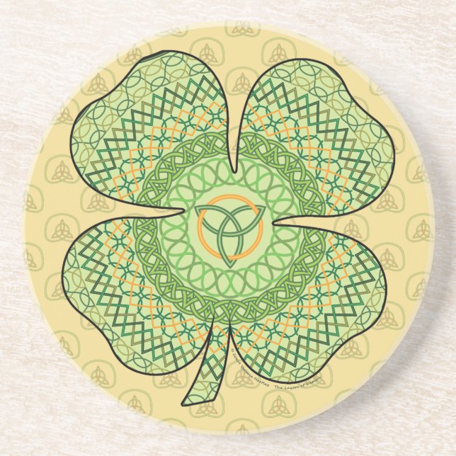 Celtic Shamrock Coaster Sandstein Untersetzer (Vorne)