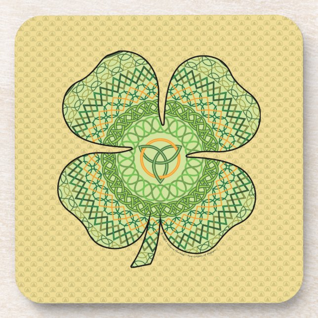 Celtic Shamrock Square Untersetzer (Vorderseite)