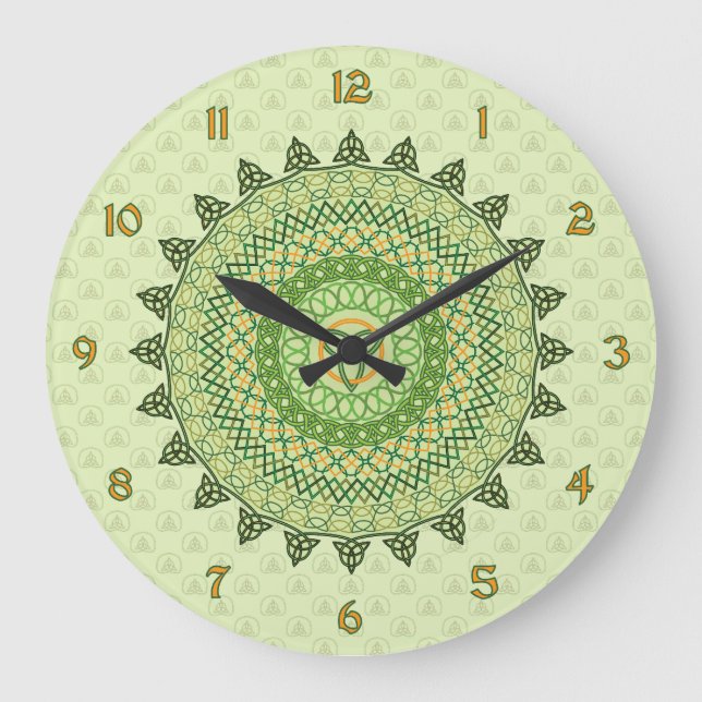Celtic St. Patty's Day Clock Große Wanduhr (Vorderseite)