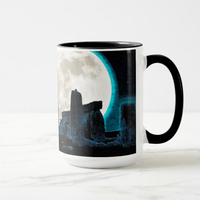 Celtic Stonehenge, Moon & Stars Astronomie, Großbr Tasse (Rechts)