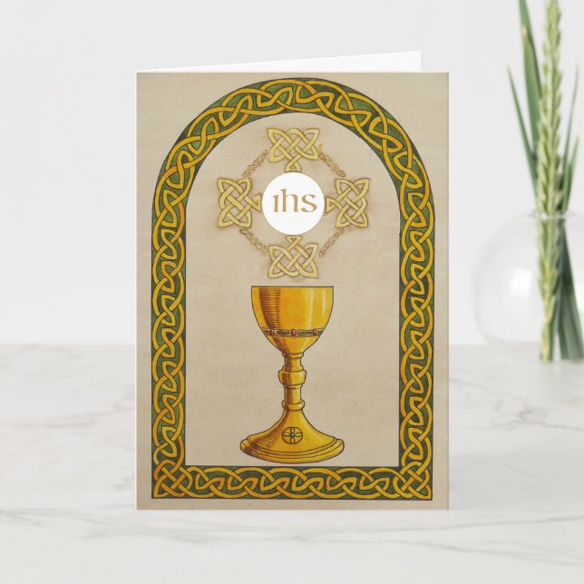 Celtic Style First Heilige Kommunion Card Karte (Vorderseite)