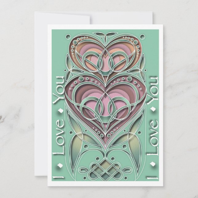 Celtic Style Valentine Herz Feiertagskarte (Vorderseite)
