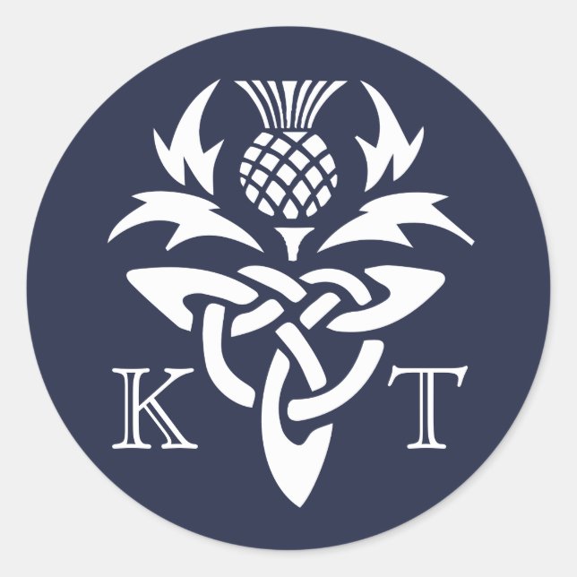 Celtic Thistle Initials - Navy Runder Aufkleber (Vorderseite)