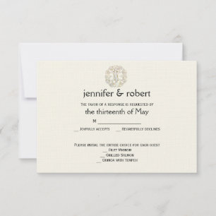 Celtic Tree of Life Gold Wedding Response Card RSVP Karte