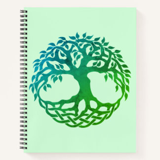 Celtic Tree of Life Spiral Notebook (Green-Blue) Notizbuch