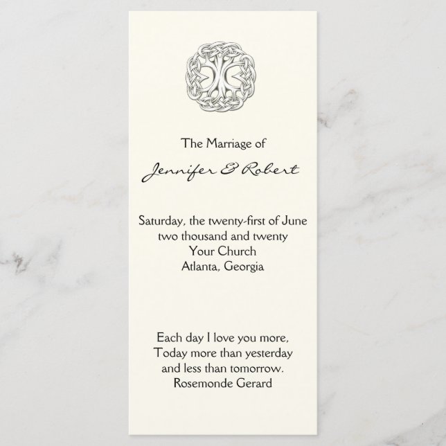 Celtic Tree of Life Wedding Program Programm (Vorderseite)