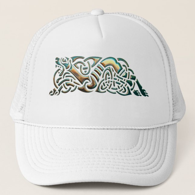 Celtic Tribal Aquamarin & Gold Truckerkappe (Vorderseite)