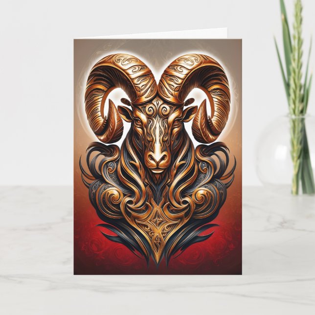 Celtic Tribal Aries Birthday Card Karte (Vorderseite)