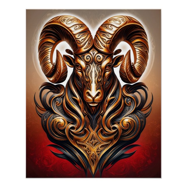 Celtic Tribal Aries Zodiac Art Poster (Vorderseite)