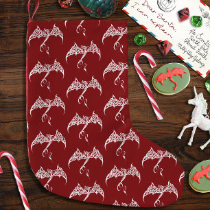Celtic Tribal Dragon Red White Kleiner Weihnachtsstrumpf