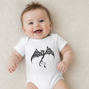 Celtic Tribal Dragon Schwarz-weiß Baby Strampler