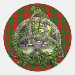 Celtic Trinity Knot and Clan MacGregor Tartan Runder Aufkleber