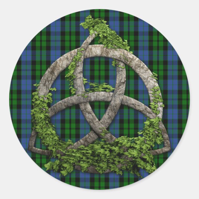 Celtic Trinity Knot and Clan MacKay Tartan Runder Aufkleber (Vorderseite)