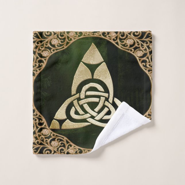 Celtic Trinity Knot on Forest Shadows Badhandtuch Set (Waschlappen)