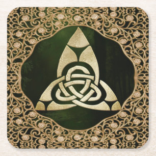 Celtic Trinity Knot on Forest Shadows Rechteckiger Pappuntersetzer