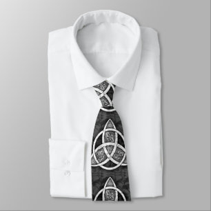 .Celtic Trinity noeud noir, gris, Cravate blanche