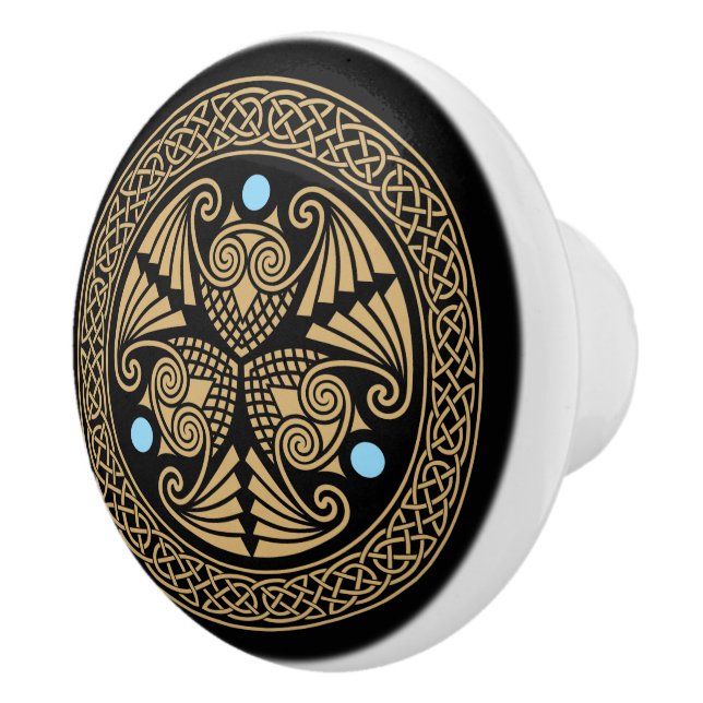 Celtic Triple Owls Keramikknauf (Rechts)