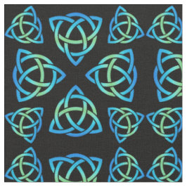 Celtic Triquetra Muster Blues und Green auf Black Stoff