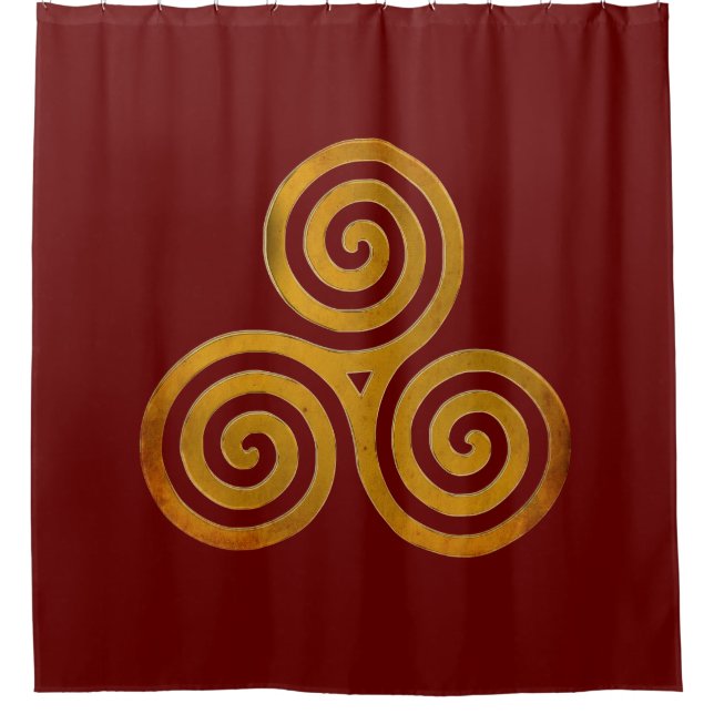 Celtic Triskele Antikgold Duschvorhang (Vorderseite)