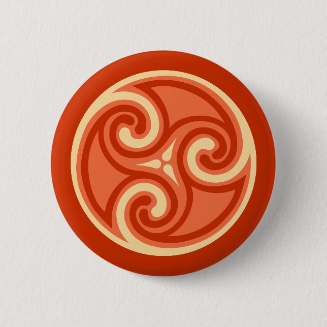Celtic Triskele Ornament, Mandarin Orange Button (Vorderseite)
