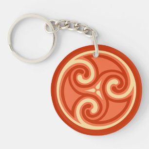 Celtic Triskele Ornament, Mandarin Orange Schlüsselanhänger
