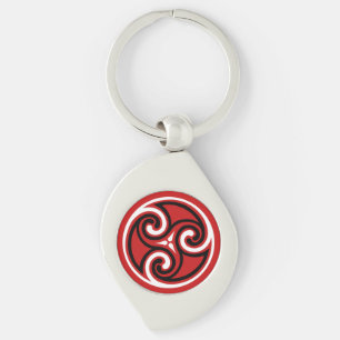 Celtic Triskele Ornament, Red, Black and White Schlüsselanhänger