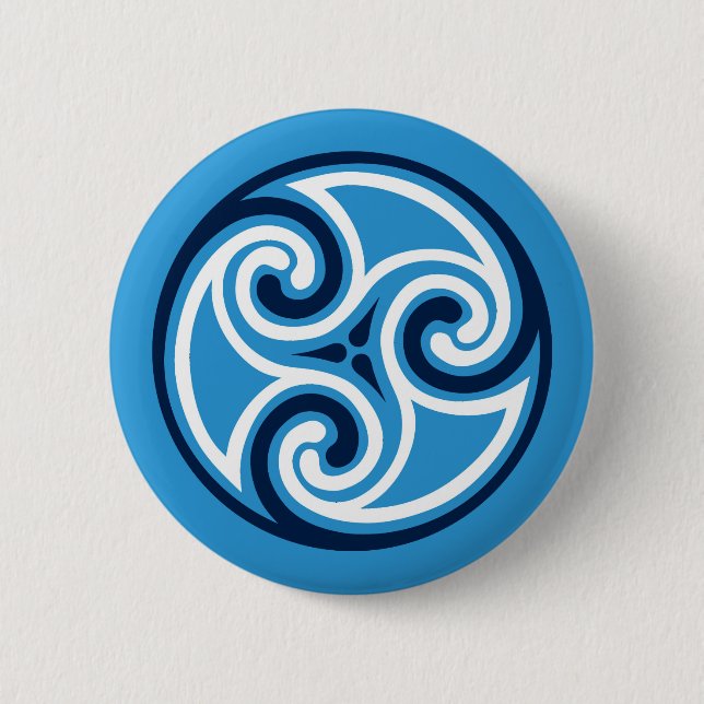 Celtic Triskele Verzierung, Himmel-Blau und Weiß Button (Vorderseite)