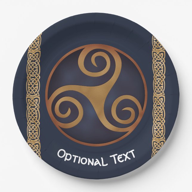 Celtic Triskelion (blau) Custom Pappteller (Vorderseite)