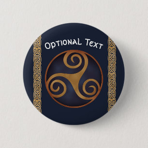 Celtic Triskelion (Blue) Custom Button