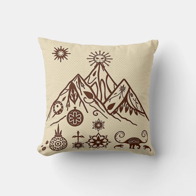 Celtic und Inuit Inspirierte Gebirgsmotive Kissen (Vorderseite)