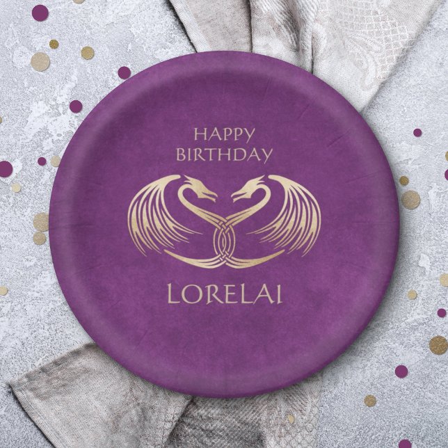 Celtic Viking Dragon Birthday Pappteller (Von Creator hochgeladen)