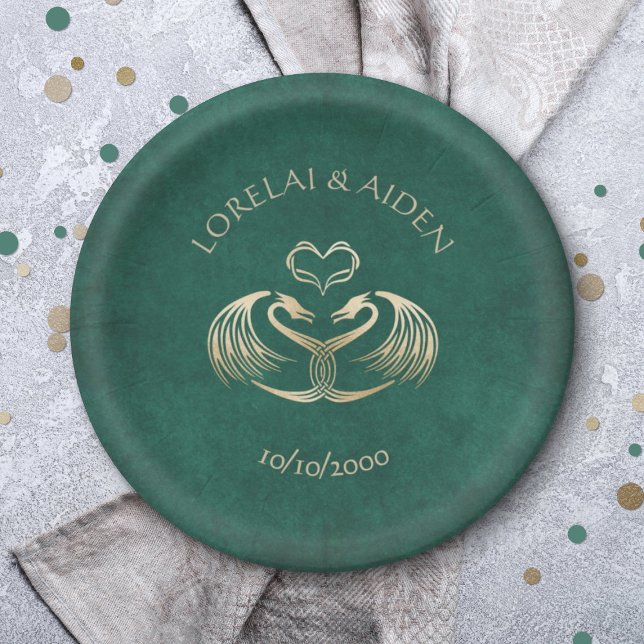 Celtic Viking Dragon Wedding Pappteller (Von Creator hochgeladen)