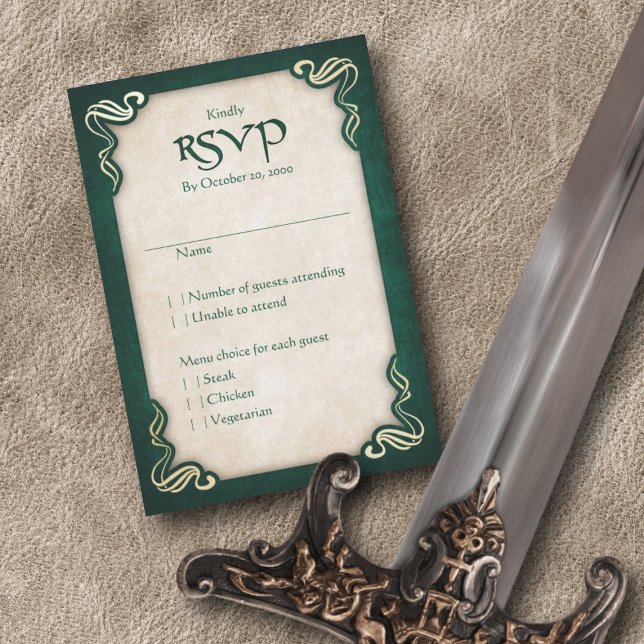 Celtic Viking Dragon Wedding RSVP Karte (Von Creator hochgeladen)