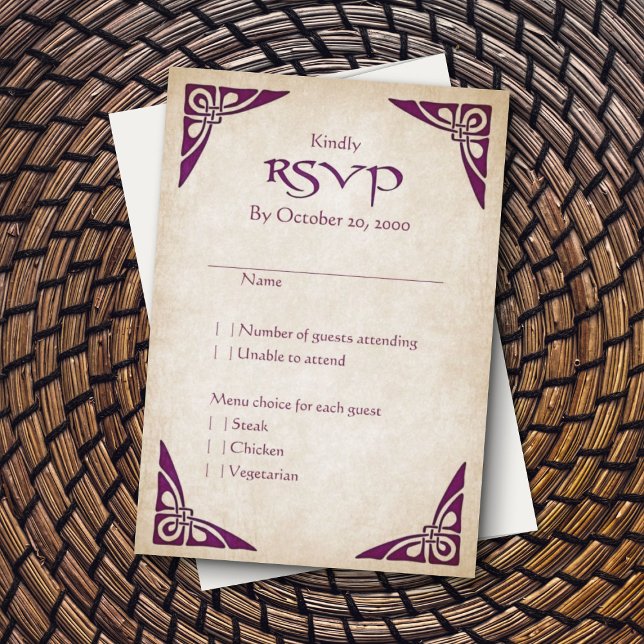 Celtic Viking Fantasy Wedding RSVP Karte (Von Creator hochgeladen)