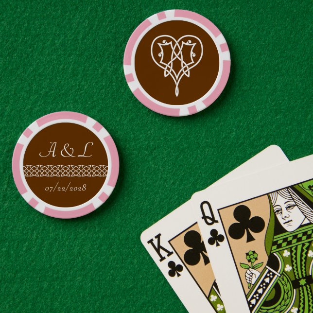 Celtic Weave Heart in Chocolate Pokerchips (Pokertisch (doppelt))