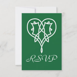 Celtic Weave Hearts in Grün RSVP-Karte RSVP Karte