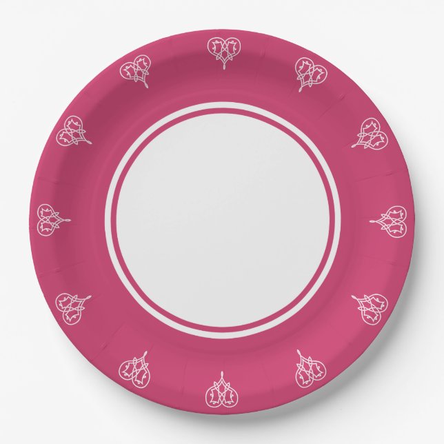 Celtic Weave Hearts in Himbeerpapier Plate Pappteller (Vorderseite)