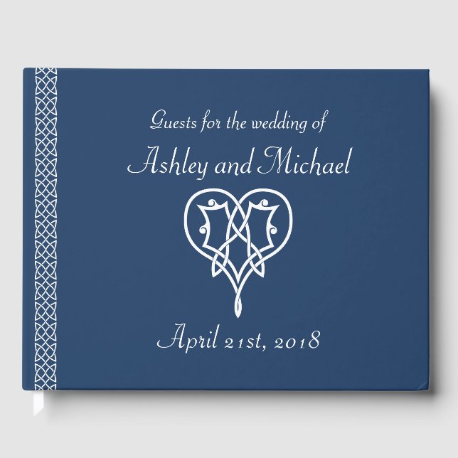Celtic Weave Hearts in Navy Gästebuch (Vorderseite)