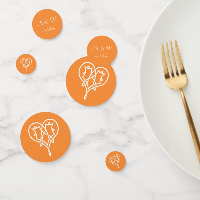 Celtic Weave Hearts in Orange Table Confetti Konfetti (Gruppe)