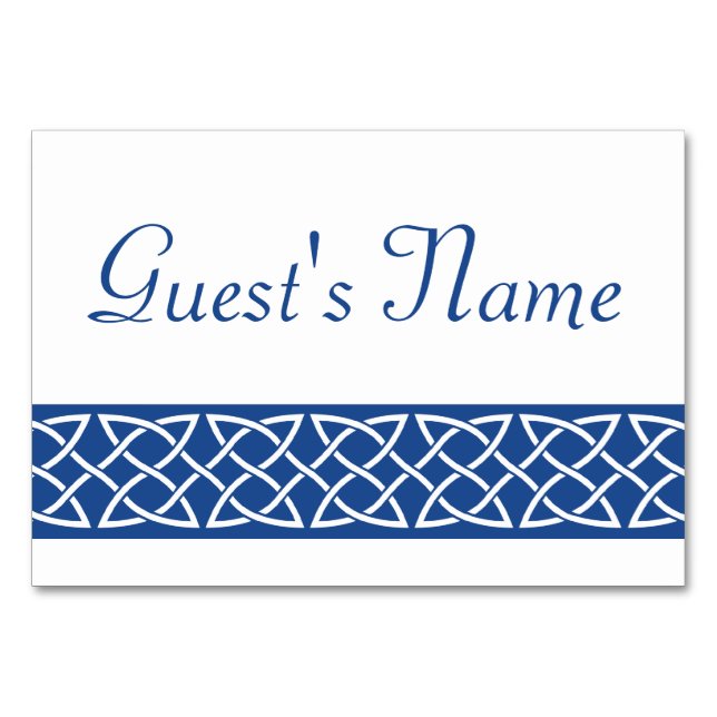 Celtic Weave Hearve in Blue Table Card Tischnummer (Vorderseite)