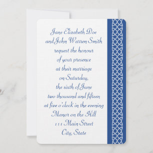 Celtic Weave Hearve in Blue Wedding Einladung