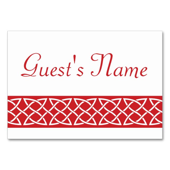 Celtic Weave Hearve in Cherry Table Card Tischnummer (Vorderseite)