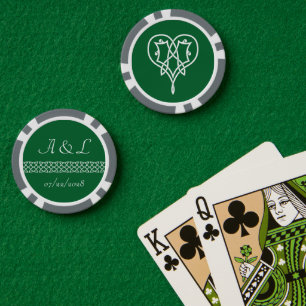 Celtic Weave Hearve in Green Pokerchips