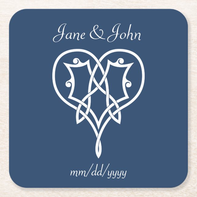 Celtic Weave Hearve in Navy Paper Untersetzer (Vorderseite)
